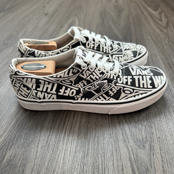Vans Other - Vans Sneakers Mens 9 Black White All Over Print Lace Up Canvas Slip Resistant